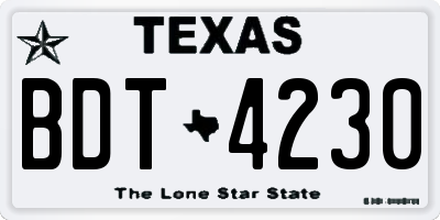 TX license plate BDT4230