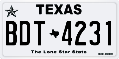 TX license plate BDT4231