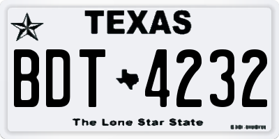 TX license plate BDT4232