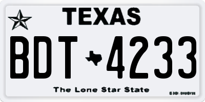 TX license plate BDT4233