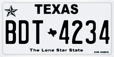 TX license plate BDT4234