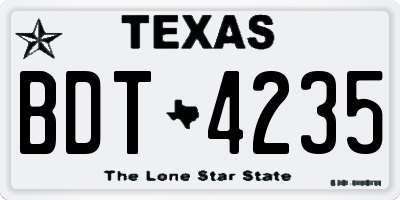 TX license plate BDT4235