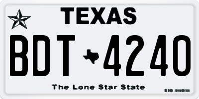 TX license plate BDT4240