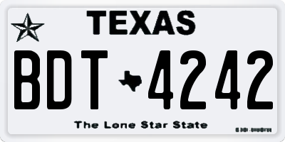 TX license plate BDT4242