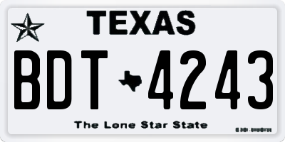 TX license plate BDT4243