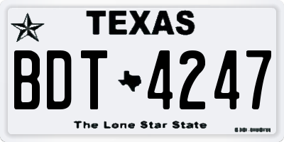 TX license plate BDT4247