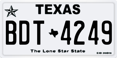 TX license plate BDT4249