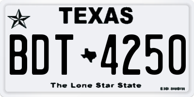 TX license plate BDT4250