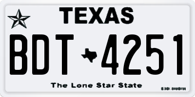 TX license plate BDT4251