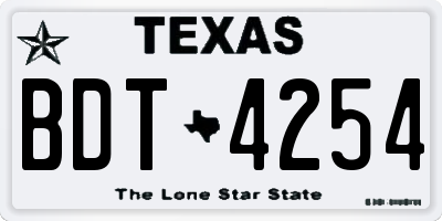 TX license plate BDT4254