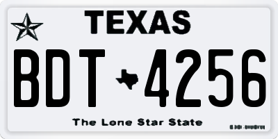 TX license plate BDT4256