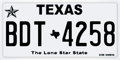 TX license plate BDT4258
