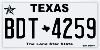 TX license plate BDT4259
