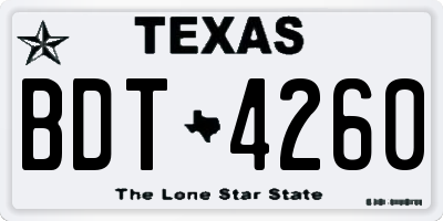 TX license plate BDT4260