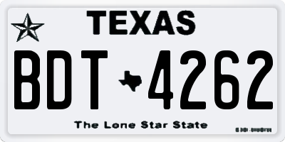 TX license plate BDT4262