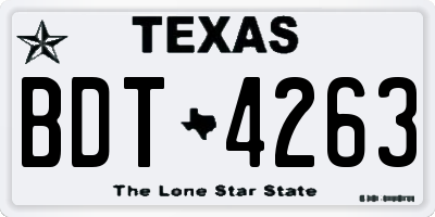TX license plate BDT4263