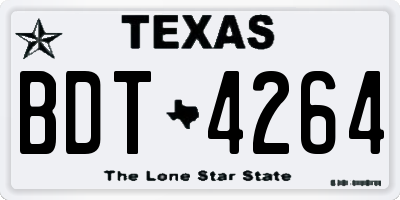 TX license plate BDT4264