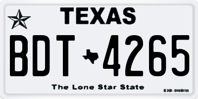 TX license plate BDT4265