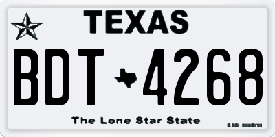 TX license plate BDT4268
