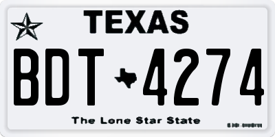 TX license plate BDT4274