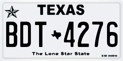 TX license plate BDT4276