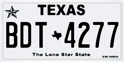 TX license plate BDT4277