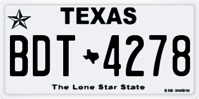 TX license plate BDT4278