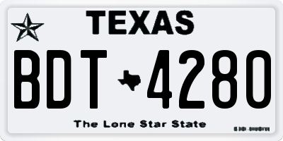 TX license plate BDT4280