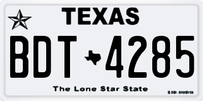 TX license plate BDT4285