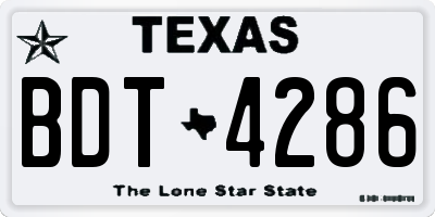 TX license plate BDT4286