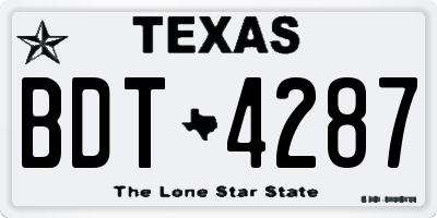 TX license plate BDT4287