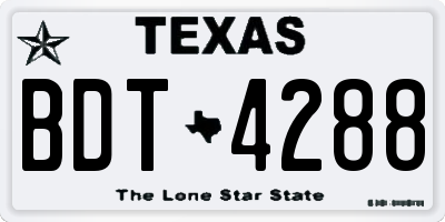 TX license plate BDT4288