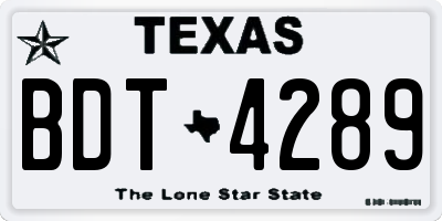 TX license plate BDT4289