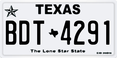TX license plate BDT4291