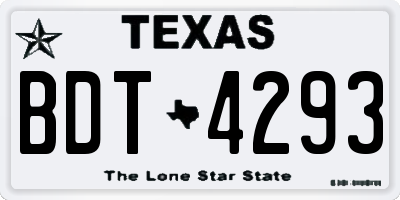 TX license plate BDT4293