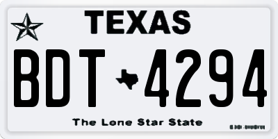 TX license plate BDT4294