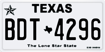 TX license plate BDT4296