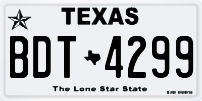 TX license plate BDT4299