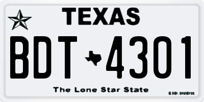 TX license plate BDT4301