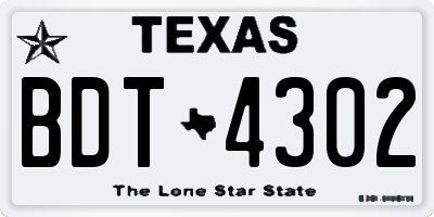 TX license plate BDT4302