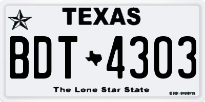 TX license plate BDT4303