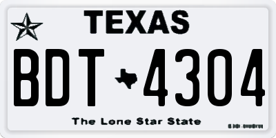 TX license plate BDT4304