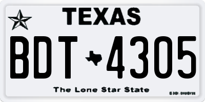TX license plate BDT4305