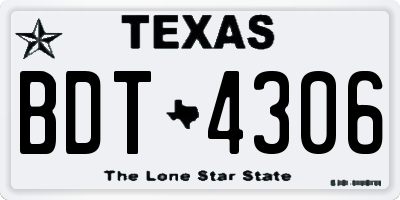 TX license plate BDT4306