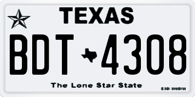 TX license plate BDT4308