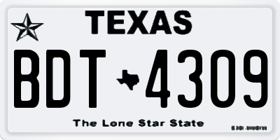 TX license plate BDT4309