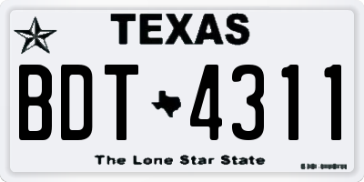 TX license plate BDT4311