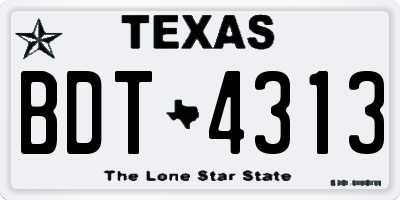 TX license plate BDT4313