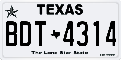 TX license plate BDT4314