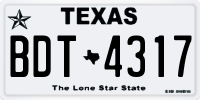 TX license plate BDT4317